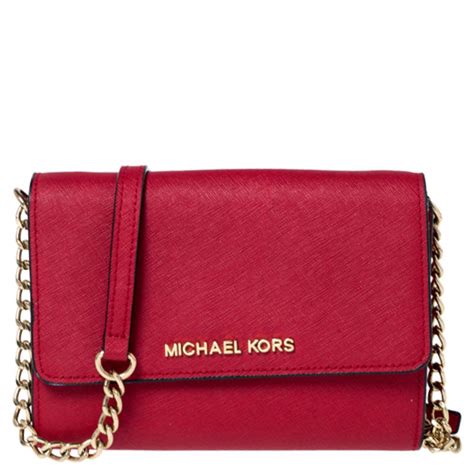 michael kors red leather bag with gold chain|michael kors crossbody chain.